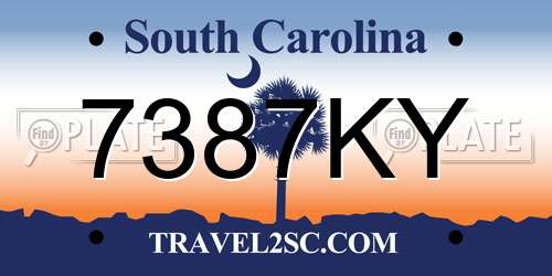 7387KY South Carolina License Plate