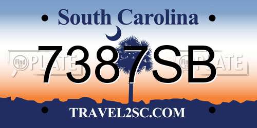 7387SB South Carolina License Plate
