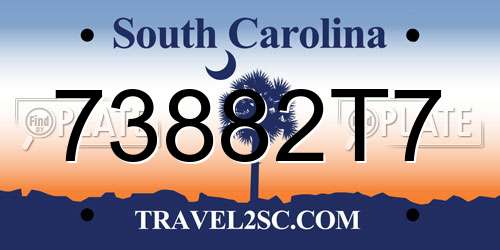 73882T7 South Carolina License Plate