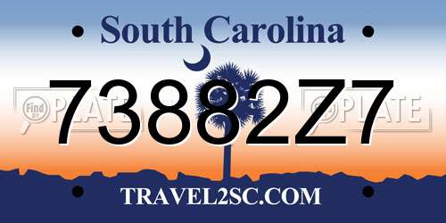 73882Z7 South Carolina License Plate