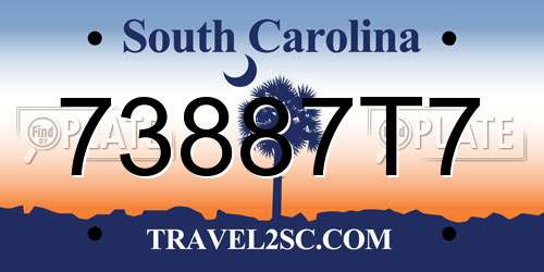 73887T7 South Carolina License Plate