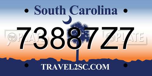 73887Z7 South Carolina License Plate