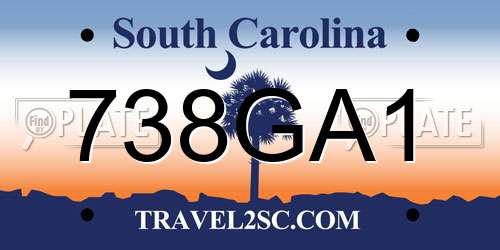 738GA1 South Carolina License Plate