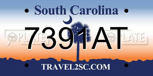 7391AT South Carolina License Plate