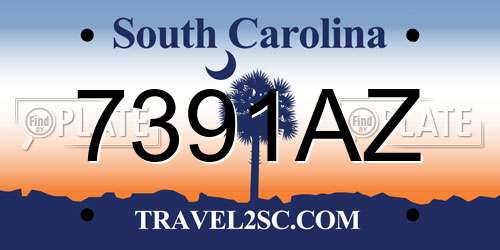 7391AZ South Carolina License Plate