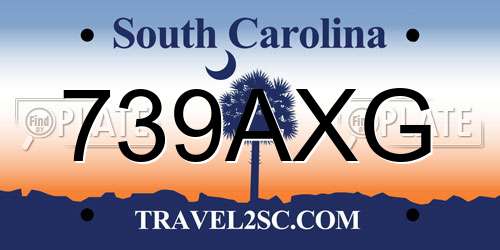 739AXG South Carolina License Plate