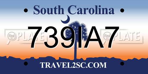 739IA7 South Carolina License Plate