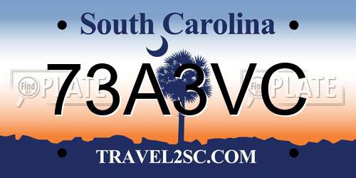 73A3VC South Carolina License Plate