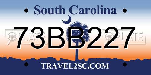 73BB227 South Carolina License Plate