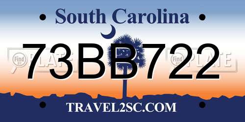 73BB722 South Carolina License Plate