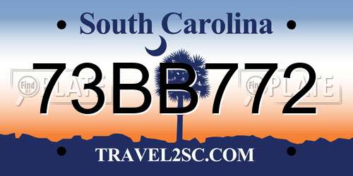 73BB772 South Carolina License Plate