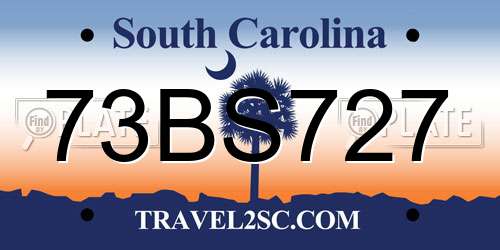 73BS727 South Carolina License Plate