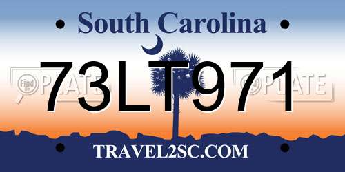 73LT971 South Carolina License Plate