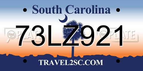 73LZ921 South Carolina License Plate