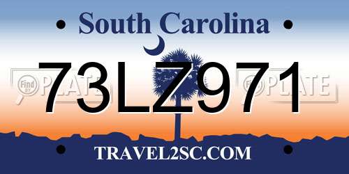 73LZ971 South Carolina License Plate