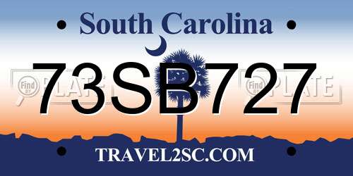 73SB727 South Carolina License Plate