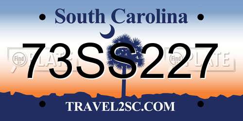 73SS227 South Carolina License Plate