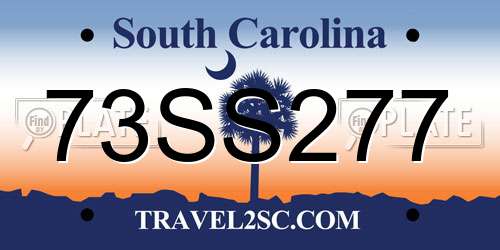73SS277 South Carolina License Plate