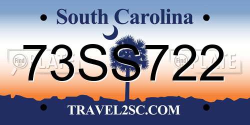 73SS722 South Carolina License Plate