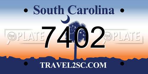 7402 South Carolina License Plate