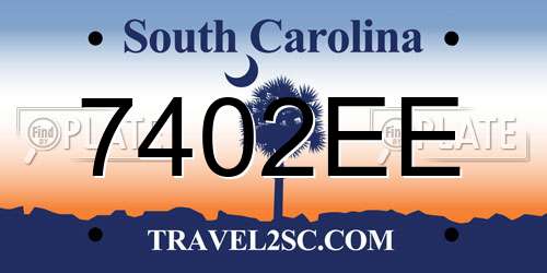 7402EE South Carolina License Plate