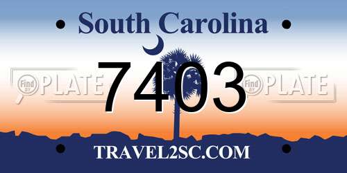 7403 South Carolina License Plate