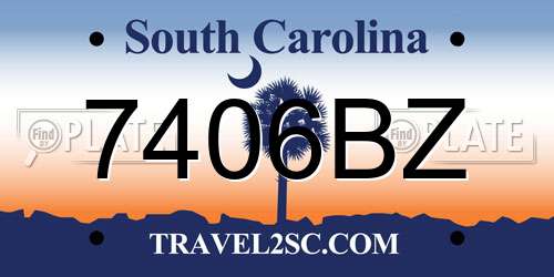7406BZ South Carolina License Plate
