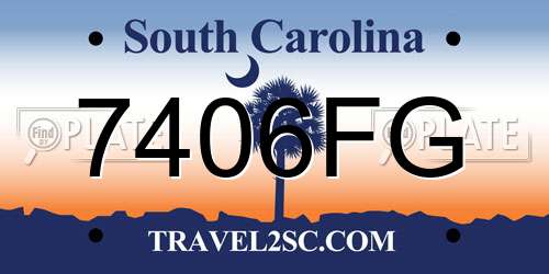 7406FG South Carolina License Plate
