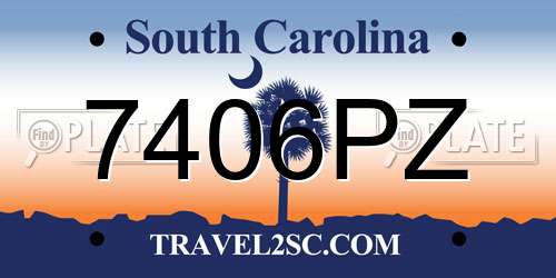 7406PZ South Carolina License Plate