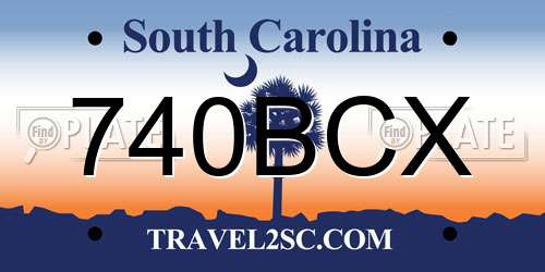 740BCX South Carolina License Plate