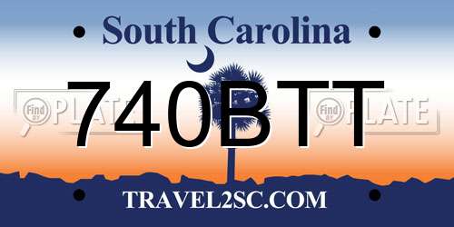 740BTT South Carolina License Plate