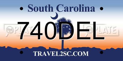 740DEL South Carolina License Plate