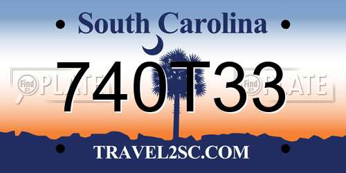 740T33 South Carolina License Plate