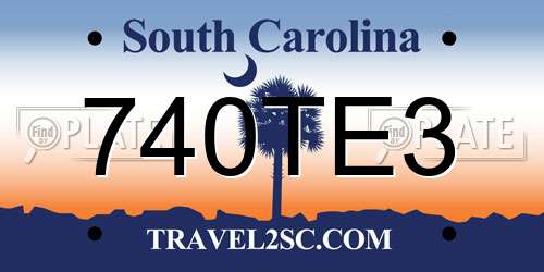 740TE3 South Carolina License Plate