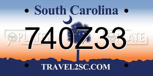740Z33 South Carolina License Plate