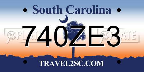 740ZE3 South Carolina License Plate