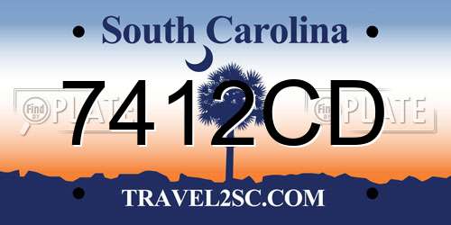 7412CD South Carolina License Plate