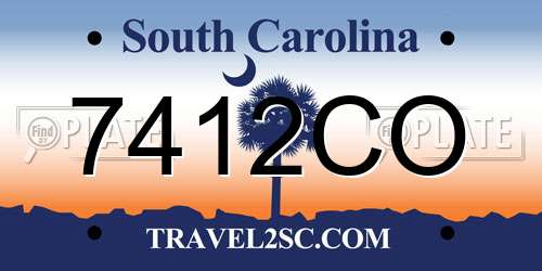 7412CO South Carolina License Plate