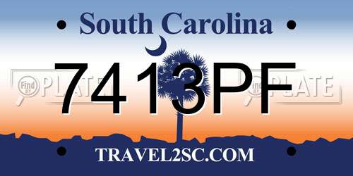 7413PF South Carolina License Plate