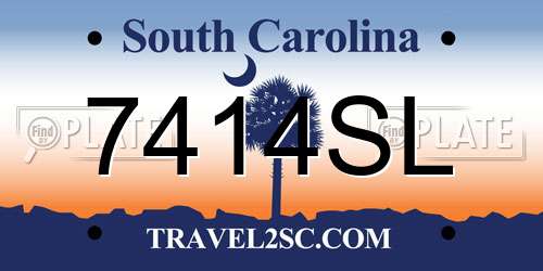 7414SL South Carolina License Plate
