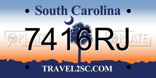 7416RJ South Carolina License Plate