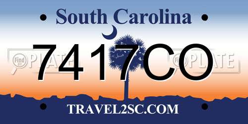 7417CO South Carolina License Plate
