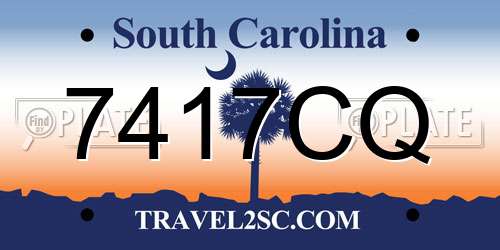 7417CQ South Carolina License Plate