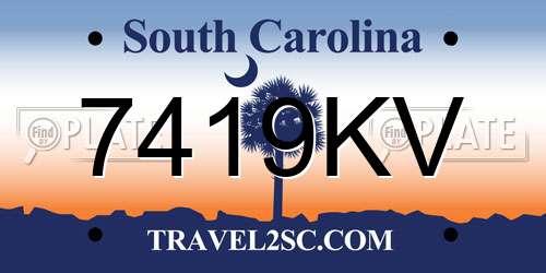 7419KV South Carolina License Plate