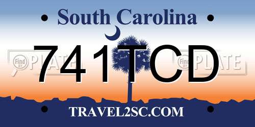 741TCD South Carolina License Plate