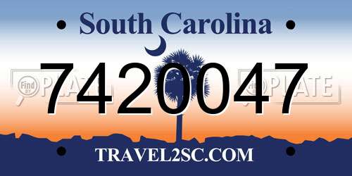 7420047 South Carolina License Plate