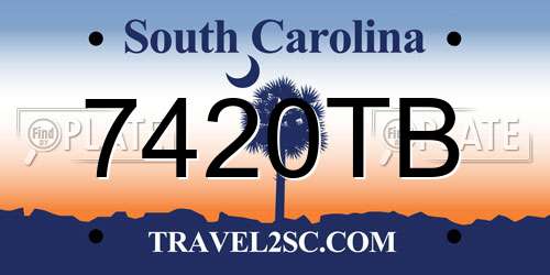 7420TB South Carolina License Plate