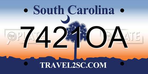 7421OA South Carolina License Plate