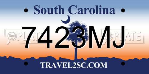 7423MJ South Carolina License Plate