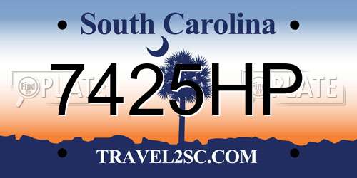 7425HP South Carolina License Plate